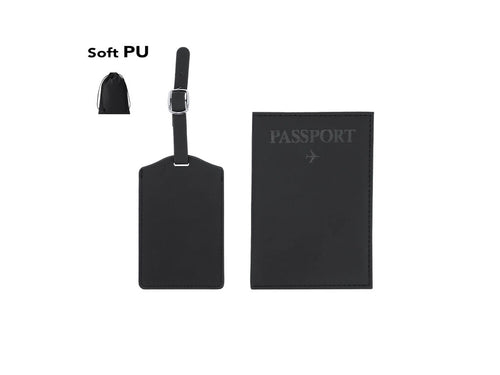 Travel set with passport holder and luggage tag, made of soft PU - Sislak Personalised
