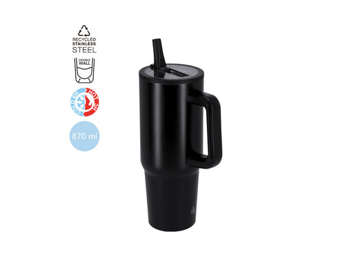 870 ml insulated jug made of recycled stainless steel with double wall, ensuring better and longer-lasting temperature preservation for both hot and cold drinks - Huver Personalised