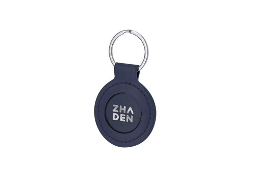 PU keyring with metal plate and matching stitching - Puckler Personalised