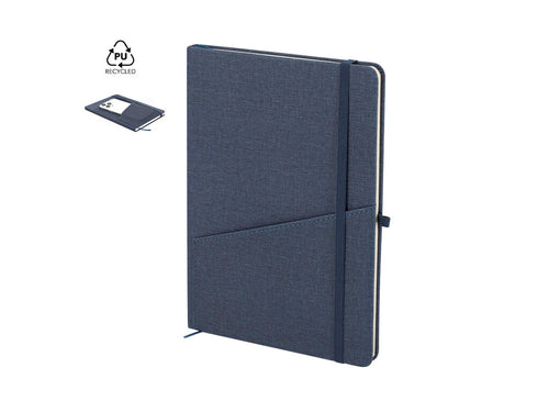 Notebook with hardcover made of recycled PU with linen finish - Waylon Personalised