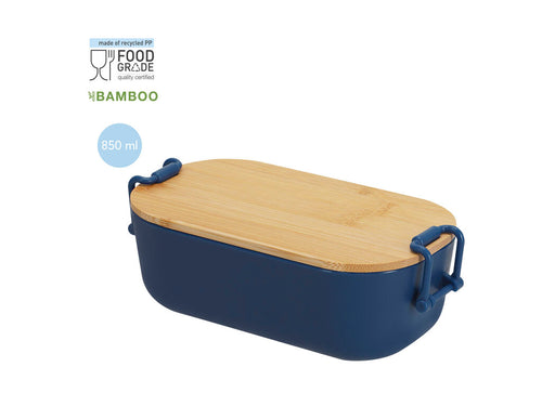 Cestini Del Pranzo Lilix Personalizzato - Portapranzo da 850 ml in resistente PP riciclato con coperchio ermetico in bambù