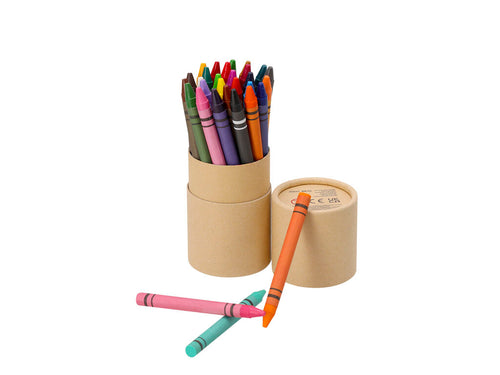 Set of 30 waxes in cylindrical natural cardboard case - Riokon Personalised