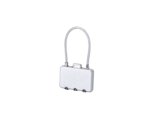 3-digit metal numeric password lock, top unlock button and steel cable closure - Konix Personalised