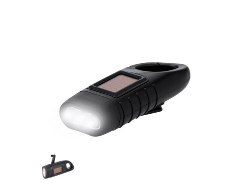 Flashlight in Recycled ABS with solar charging and manual charging with 360° adjustable dynamo system - Trakip Personalised