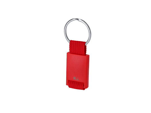 Fun design keychain in Recycled ABS with polyester tape in the same color, and metal ring - Nemoly Personalised