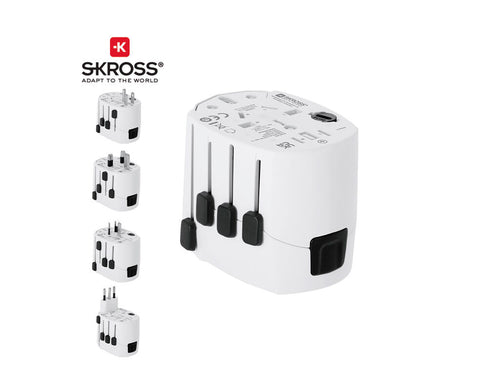 Complete universal travel adapter brand SKROSS with a compact and portable design - PRO 3-POLE Personalised