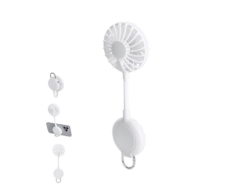 Multiposition fan with 360° rotation, made of solid color ABS and equipped with suction cup for mobile phone holding - Kelanor Personalised