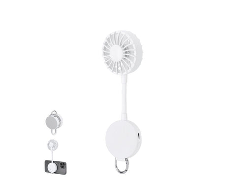 Multiposition fan with 360° rotation, made of solid color ABS and equipped with magnetic magnet for mobile attachment - Novarin Personalised