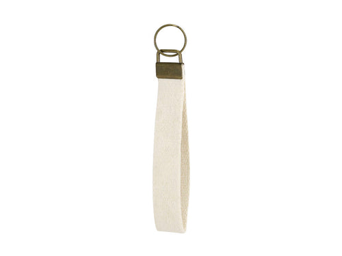 Classic keychain with polyester ribbon and metal accessories in aged metal finish - Kendra Personalised