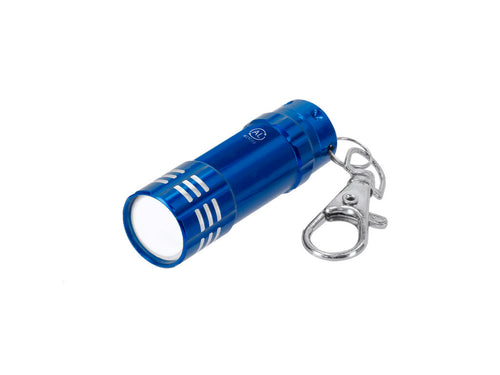 Sturdy flashlight keychain made of Recycled Aluminum with a glossy finish - Musday Personalised