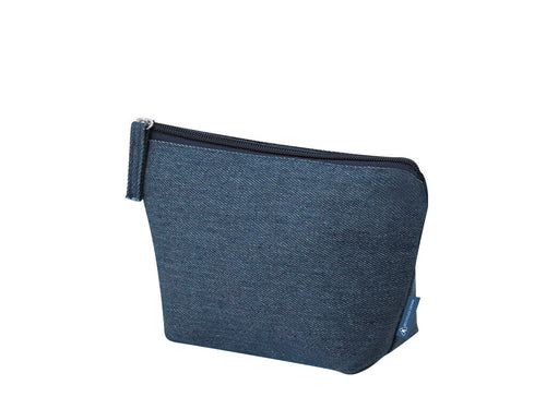 Toiletry bag made mainly of recycled denim fabric - Zinnia Personalised