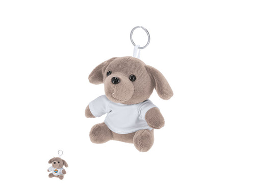 Customizable plush puppy keychain with t-shirt with metal ring for easy transport, ideal for sublimation - Vireo Personalised