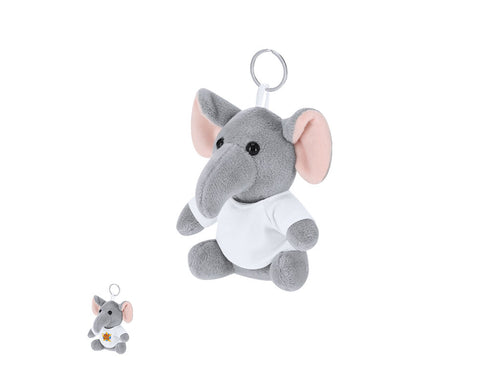 Plush elephant keychain with customizable t-shirt with metal ring for easy transport, ideal for sublimation - Gunnin Personalised