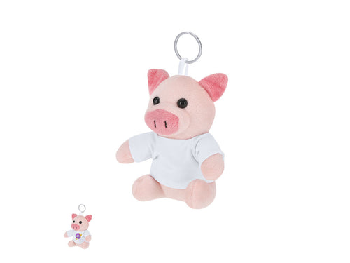 Stuffed piggy keychain with customizable t-shirt with metal ring for easy transport, ideal for sublimation - Cernil Personalised