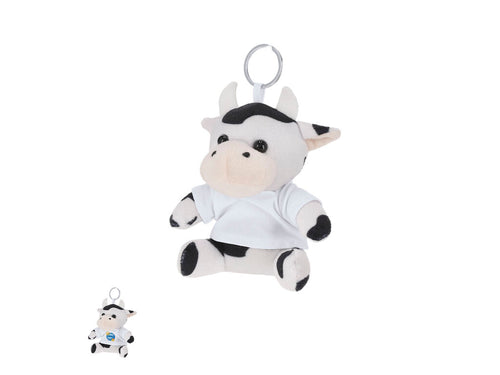 Plush cow keychain with customizable t-shirt with metal ring for easy transport, ideal for sublimation - Goose Personalised
