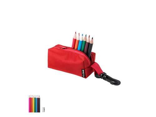 Case made of 420D RPET polyester with zipper closure and practical carabiner hook - Krolan Personalised