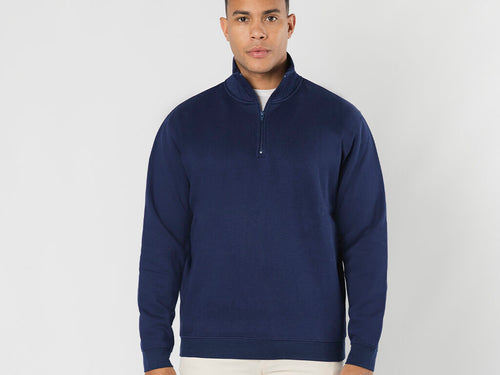 Unisex sweatshirt with half zipper in cotton and polyester in soft brushed fleece 280 g/m2 - Galaxy Personalised