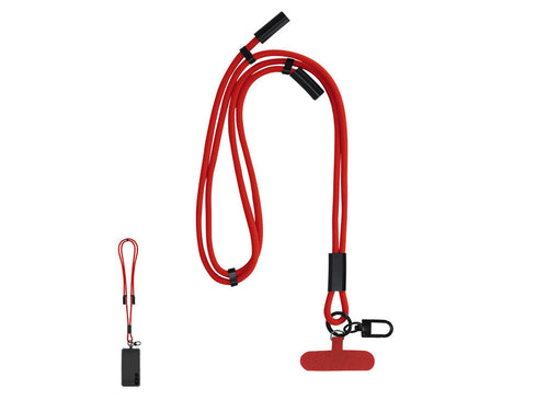 Lanyard mobile holder with charger cable function, made of a combination of RPET polyester - Elnora Personalised