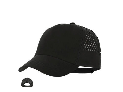 5-panel microfiber cap, back with perforated design, for optimal breathability and adjustable velcro closure - Ithaca Personalised