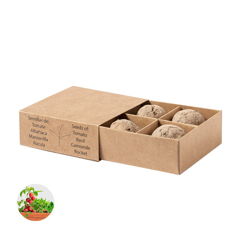 Vegetable garden kit with tomato, basil, rocket and camomile seeds - Tomarux Personalised