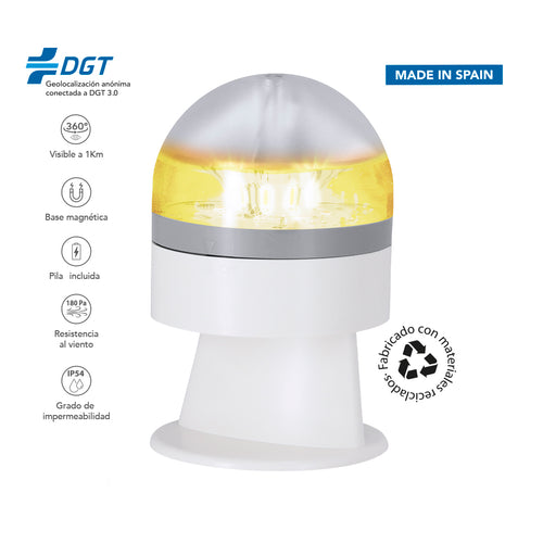 V16 Geolocated Emergency Light for Vehicles, made from recycled materials - Busby Personalised