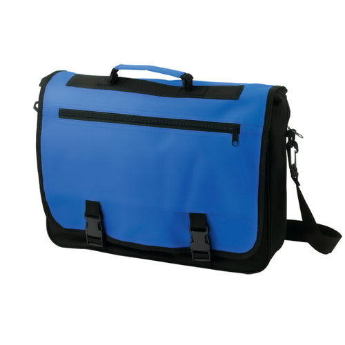 Document bag in 600D polyester, with velcro flap and elegant black color front strip - Verse Personalised