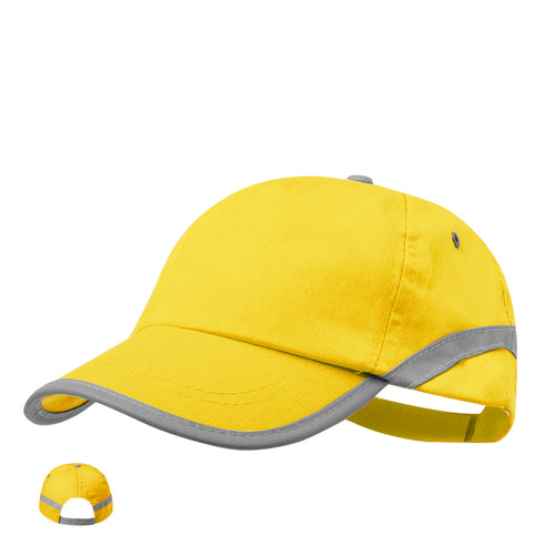 5 panel cap in cotton material and reflective strip on visor and body - Tarea Personalised