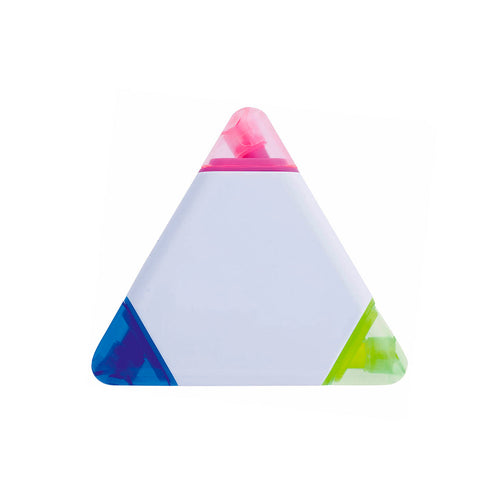 Original three-color fluorescent marker with triangular body in soft white glossy finish, especially designed for full color digital printing - Trico Personalised