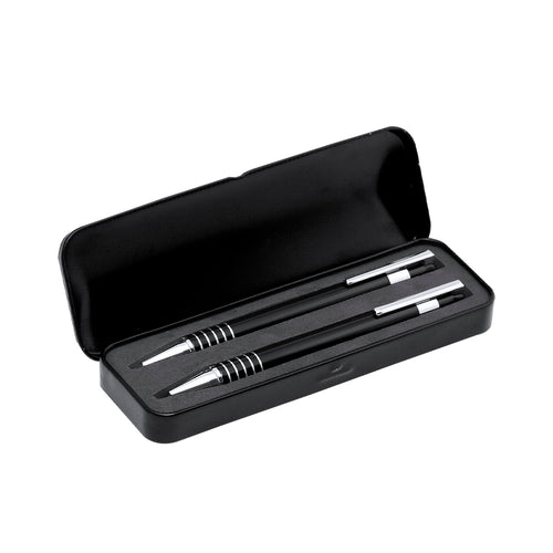 Set of ball pen with push-up mechanism and mechanical pencil in an original bicolor design - Sheridan Personalised