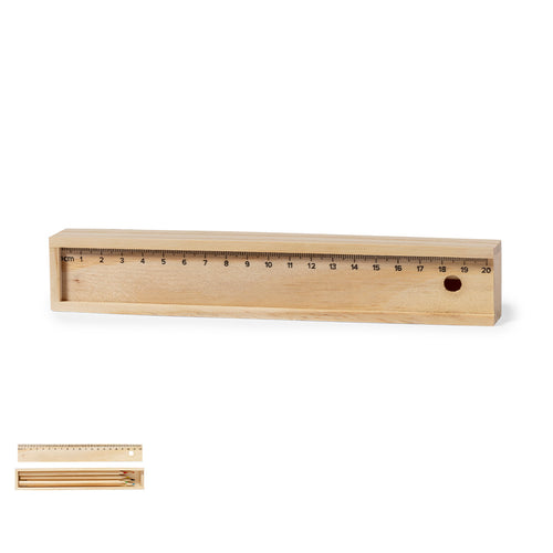 Set of 6 pencils in natural wood case - Dragon Personalised
