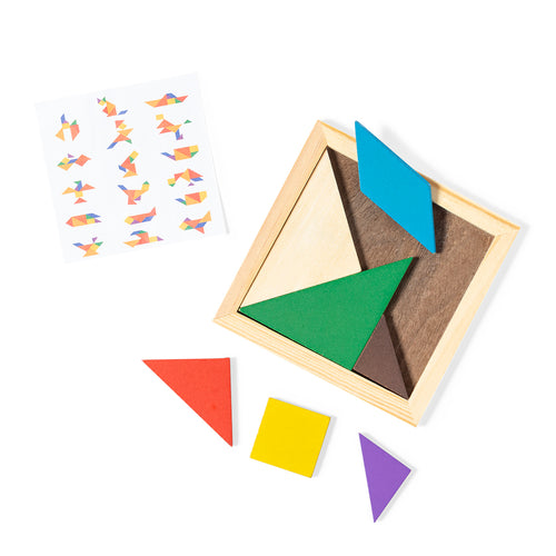 Wooden puzzle with multicolored pieces - Tangram Personalised