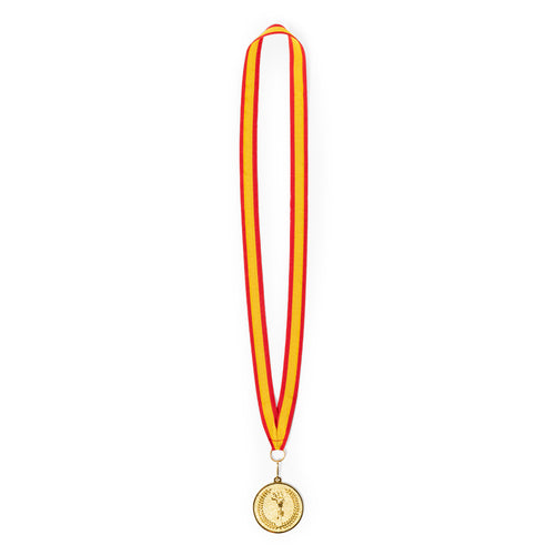 Metallic medal with polyester ribbon in red finish with Spanish flag - Corum Personalised
