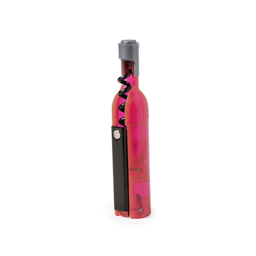 Fun magnetic corkscrew with the shape of a wine bottle in white, red and rose wine designs - Nolix Personalised