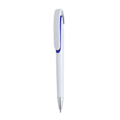 Push-up ball pen with bold tricolor design and smooth body in solid white - Klinch Personalised