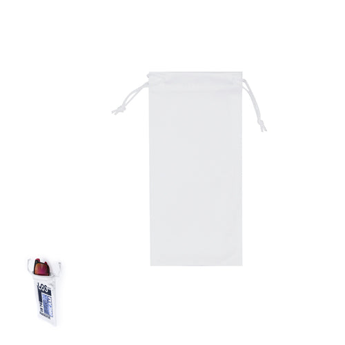 Soft polyester cover with white finished body and matching color string closure - Ekain Personalised