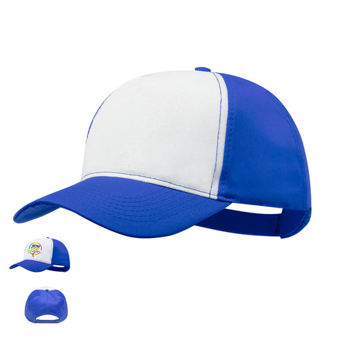 5 panel trucker cap in 100% polyester material with soft finish and adjustable velcro closure - Sodel Personalised