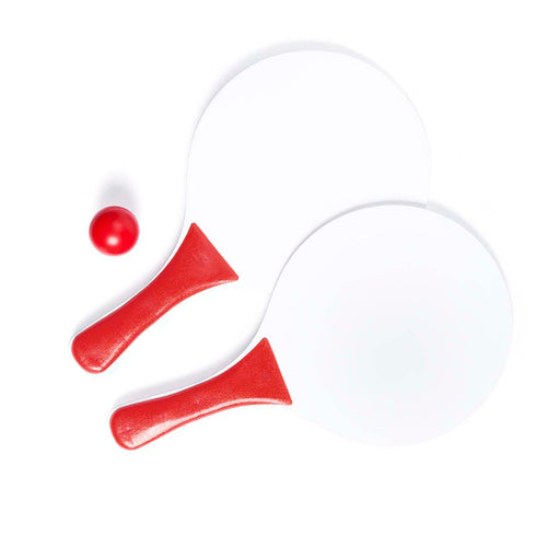 Pair of beach rackets in natural wood with reinforced handle - Cupsol Personalised