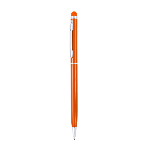 Pointer ball pen with twist mechanism and ultra-fine aluminum body in a smooth metallic finish and matching color stylus - Byzar Personalised