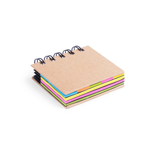 Sticky ring notepad with soft-touch covers in resistant rigid recycled cardboard - Laska Personalised