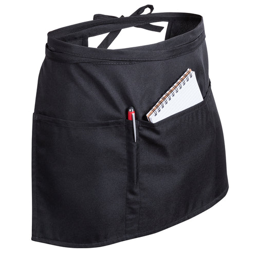 Apron for waist in 100% polyester material, smooth finish in an elegant black - Milty Personalised