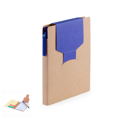 Sticky notepad with matching color recycled cardboard ball pen included - Cravis Personalised
