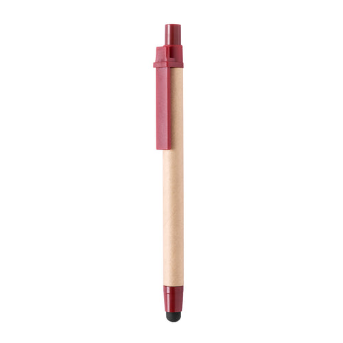 Push-up mechanism ball pen in an original body combination in recycled cardboard of natural color with black pointer - Than Personalised