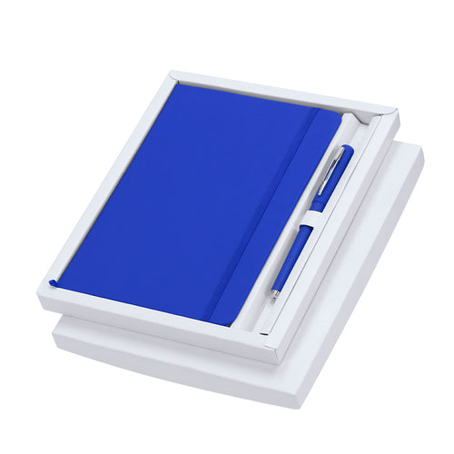 Notepad set with soft-touch covers in PU leather and matching color soft body pen - Marden Personalised