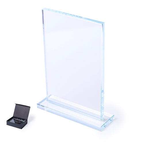 Thick glass trophy plate with elegant rectangular design and resistant base - Recsum Personalised