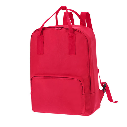 600D polyester backpack in bold urban design, with resistant matching color handles, zipper closure set and front pocket - Soken Personalised