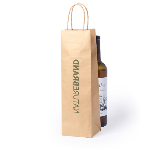 Paper bag with a natural finish of 100 g/m², featuring short reinforced handles and base and side gussets - Ragnar Personalised