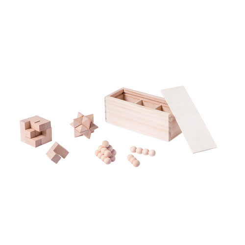 Addictive set of 3 natural wood skill games - Genium Personalised