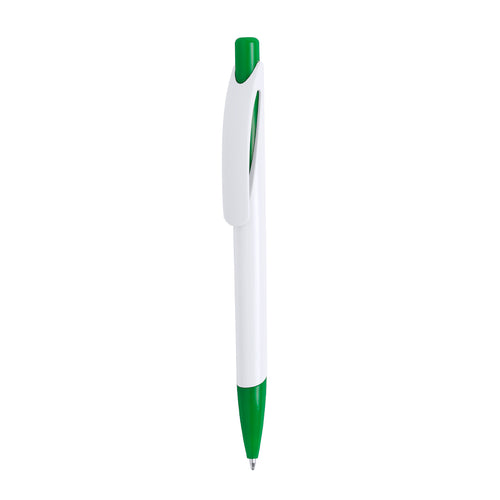 Push-up ball pen with bold bicolor design with accessories and soft body in solid white - Hurban Personalised