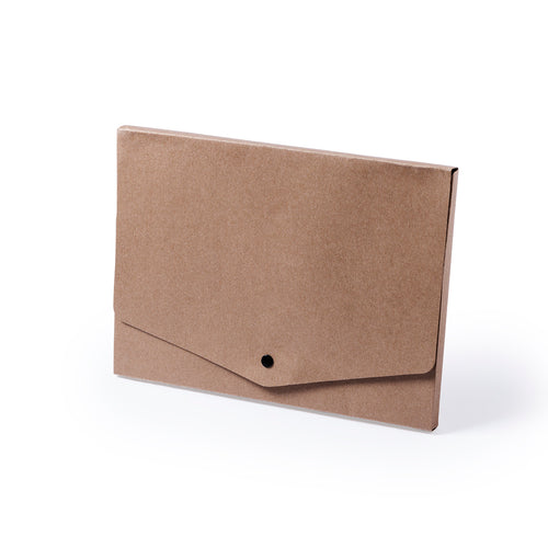 Document bag in resistant recycled cardboard with solid finishing and flap closure - Damany Personalised