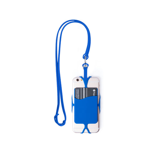 Practical and comfortable silicone lanyard with built-in smartphone holder and card pocket - Veltux Personalised
